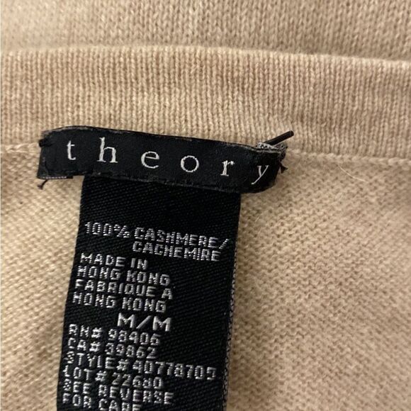 Theory Women's 100% cashmere Cream Cardigan Sweater, M - Picture 7 of 7